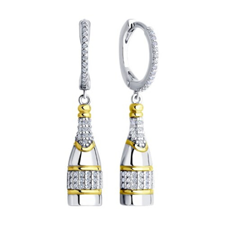 Серьги из золочёного серебра с фианитами