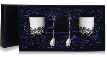 2 чашки чайные «Витые» с ложками