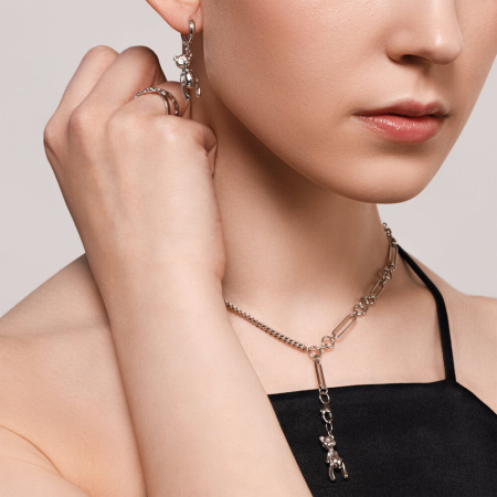 Серьги из серебра «Медведь»