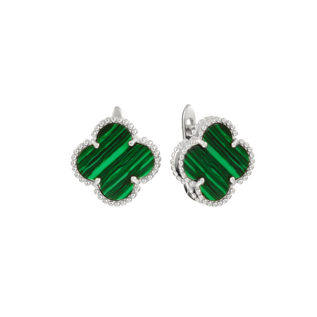 Серьги из серебра с малахитом