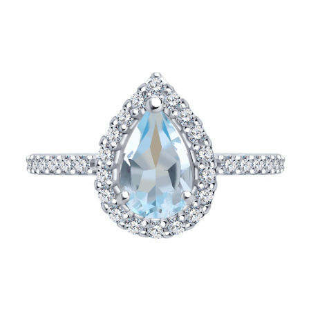 Серебряное кольцо с ситаллом и фианитами