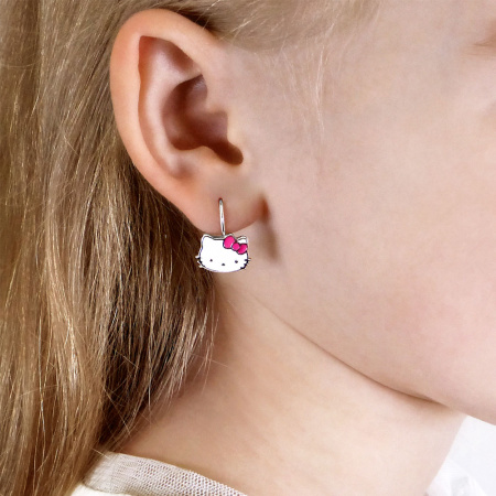 Серьги из серебра с эмалью из коллекции "HELLO KITTY"