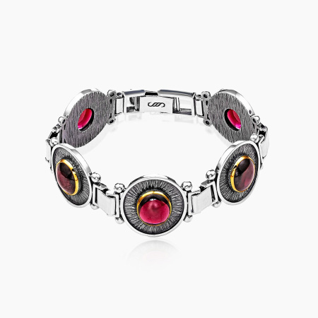 Серебряный браслет «Гранатовый Взор»