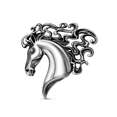 Брошь из серебра 925 Конь лошадь символ 2026 года