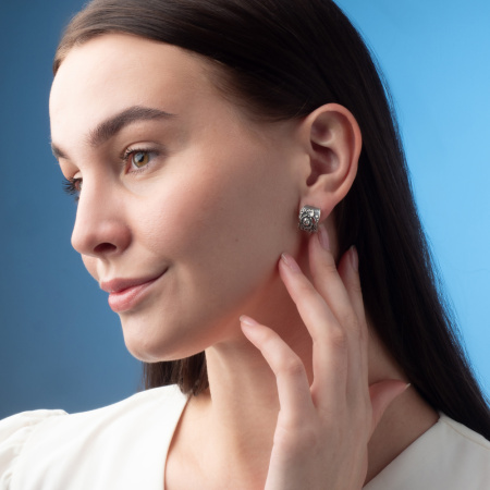 Серьги из серебра «Пион»