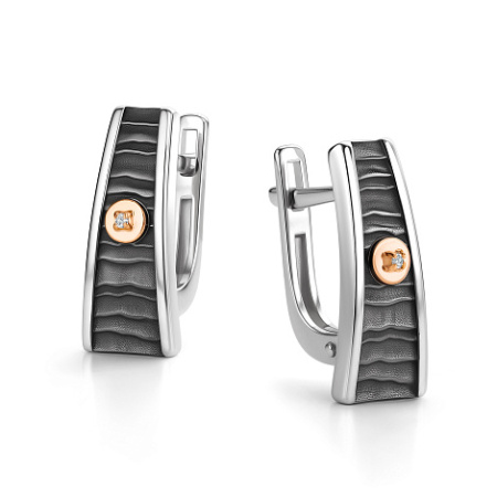 Серебряные серьги с бриллиантом