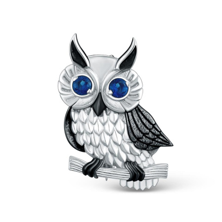 Брошь из серебра с фианитом «Сова»