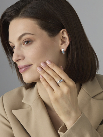 Серьги из серебра с топазами и фианитами