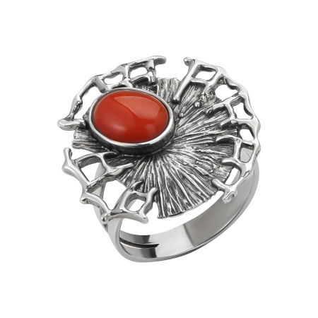 Кольцо из серебра с кораллом