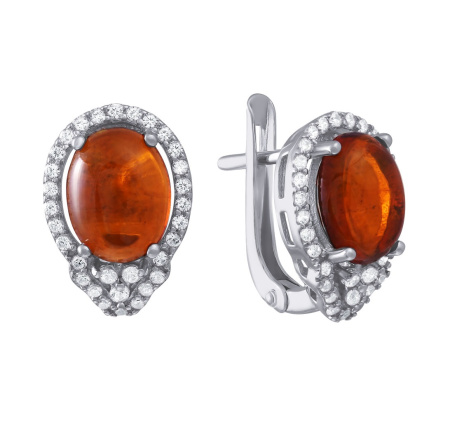 Серьги из серебра с опалом и фианитами