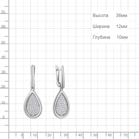 Серьги из серебра с фианитами «Капли»