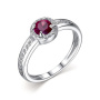 Кольцо из серебра с рубином и фианитами