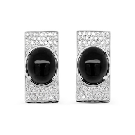 Серьги из серебра с гиперстеном и фианитами