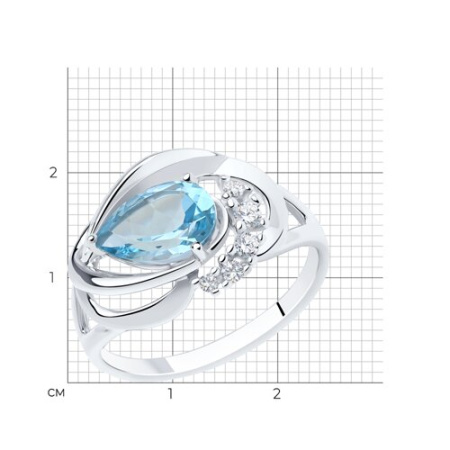 Серебряное кольцо с топазом и фианитами