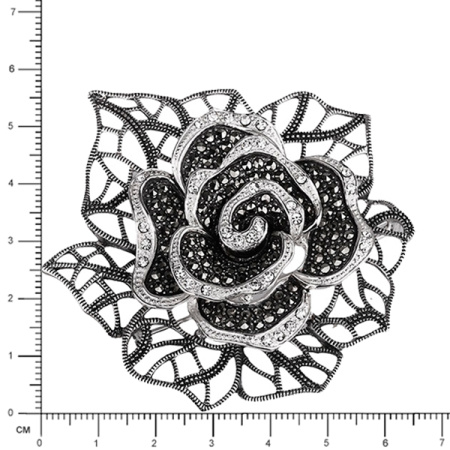 Серебряная брошь с горным хрусталем и марказитами Swarovski