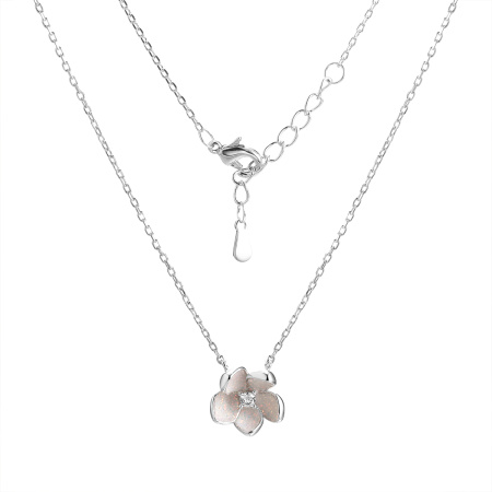Колье из серебра с фианитами «Цветок сакуры»