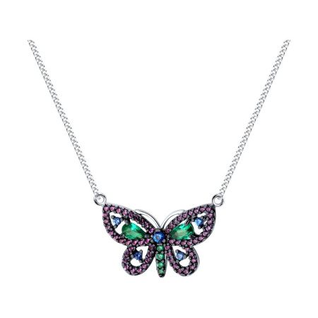 Колье из серебра с фианитами «Бабочка»