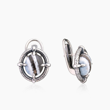 Серьги из серебра с камнем агат