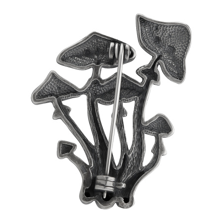 Брошь из серебра с фианитом и эмалью «Поганки»