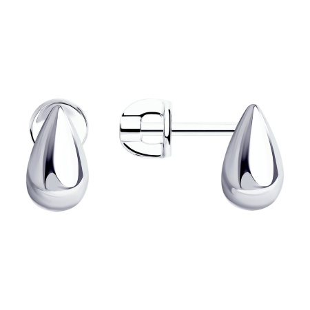 Серьги из серебра гвоздики «Капля» Sokolov