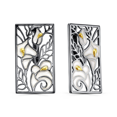 Серьги из серебра с витражной эмалью «Цветок»