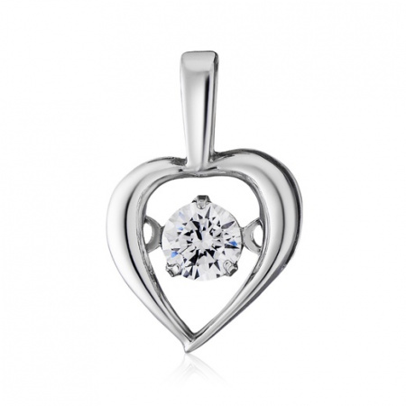Подвеска из серебра «Сердечко» с танцующими фианитами