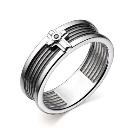 Серебряное кольцо с бриллиантом «Крест»