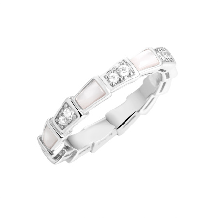 Кольцо из серебра с фианитом и перламутром