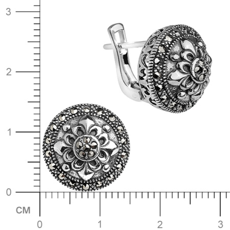 Серебряные серьги с марказитами Swarovski