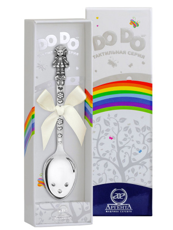 Серебряная детская ложка DODO "Кукла с бантами" с чернением