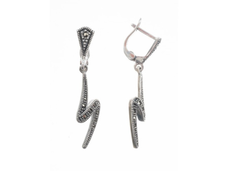 Серебряные серьги с марказитами «Молния»