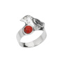 Серебряное кольцо с кораллом «Птица»
