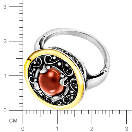 Серебряное кольцо Yaffo с карнелианом и золотом