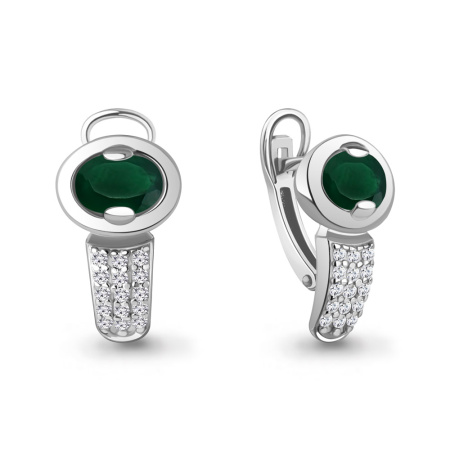 Серьги из серебра с фианитами и агатом