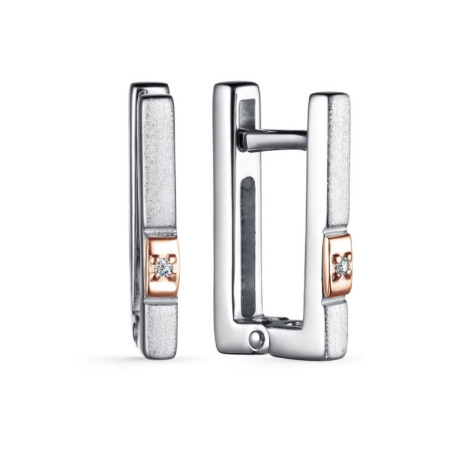 Серьги с бриллиантом из серебра