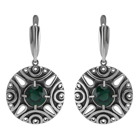 Серьги из серебра 925 с зеленым празиолитом Шаман