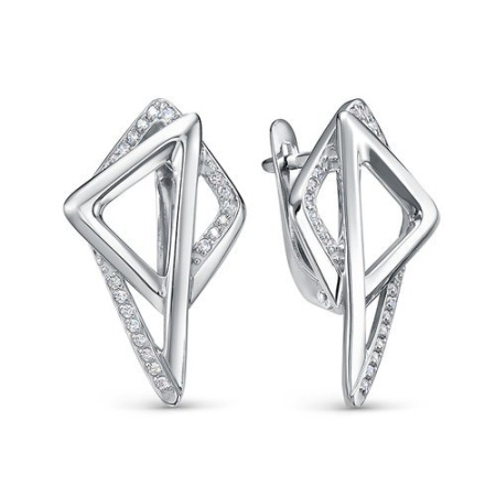 Серьги из серебра с фианитами «Геометрия»