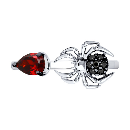 Серебряное кольцо с фианитами «Паук»