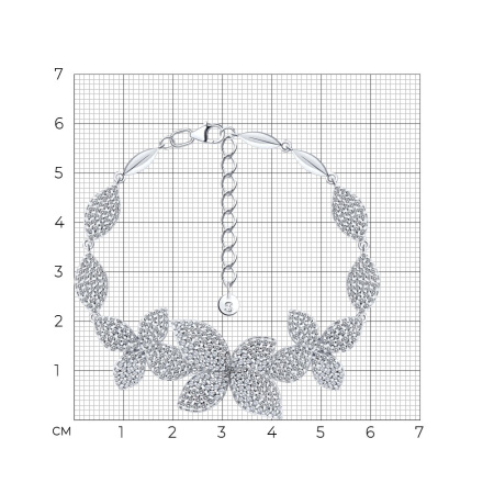 Браслет из серебра с фианитами «Цветы»