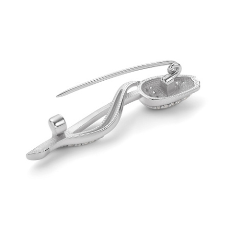 Серебряная брошь с фианитами «Тюльпан»