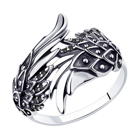 Серебряное кольцо с фианитами «Крыло»