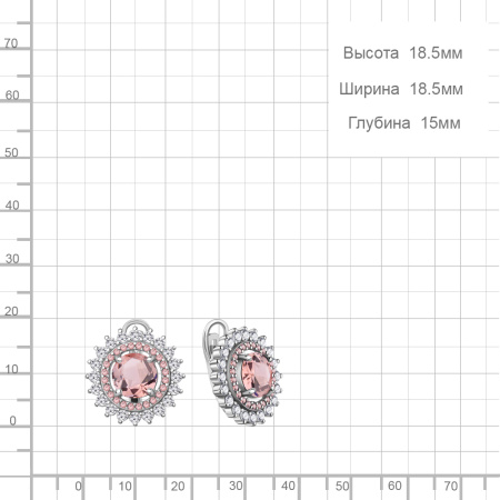 Серьги из серебра с нанотурмалином и фианитами