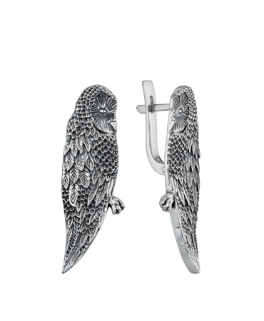 Серебряные серьги «Сова»
