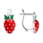 Серьги из серебра с эмалью «Клубника»