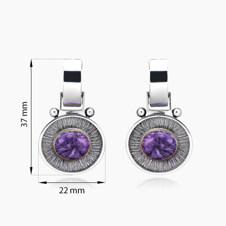 Серьги из серебра с чароитом