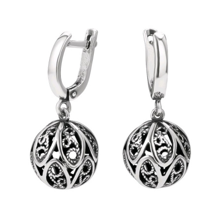 Серебряные серьги «Пасхальный шар»