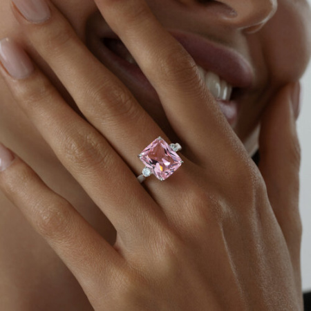 Серебряное кольцо с ситаллом и фианитами