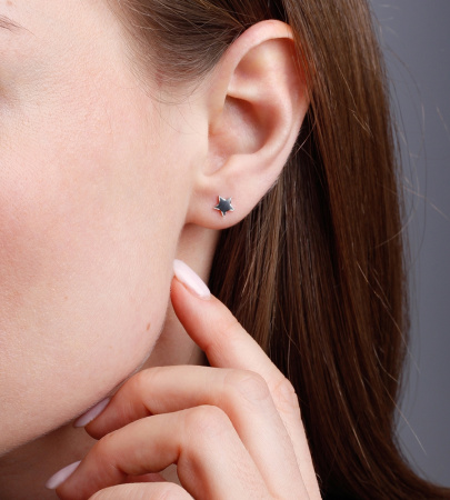 Серебряные асимметричные пусеты «Звезды и луна»