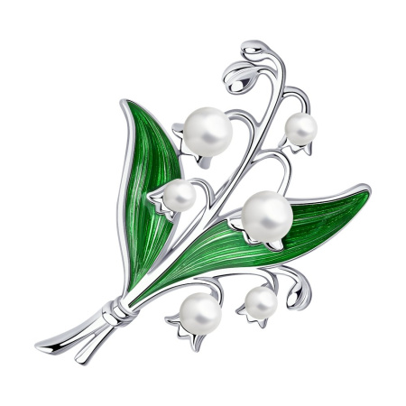 Брошь из серебра с жемчугом