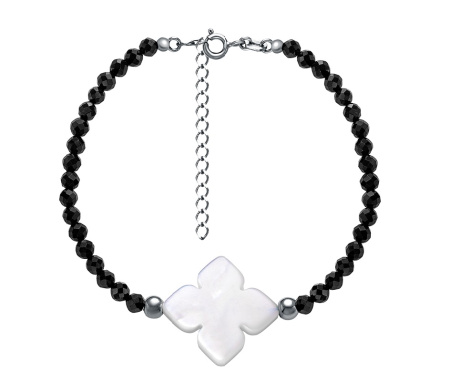 Браслет из серебра со шпинелью и перламутром